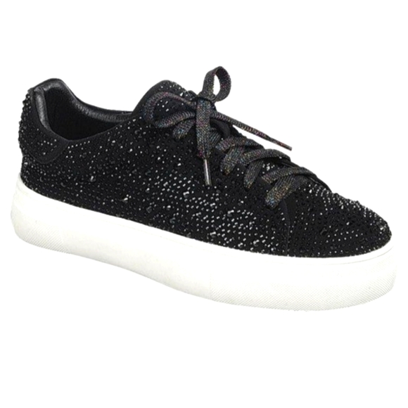 LaSheelah NWT Black Sparkly Sneakers Sz 8 - Picture 2 of 10